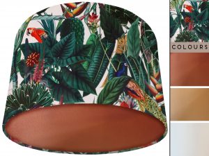 White Birds Velvet Lampshade Copper, Tropical Velvet Light Shade