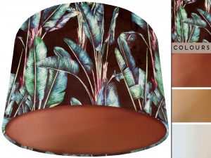 Black Fronds Velvet Lampshade Copper, Luxury Velvet Light Shade