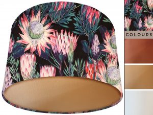 Botanical Black Velvet Lampshade Gold, Luxury Velvet Light Shade