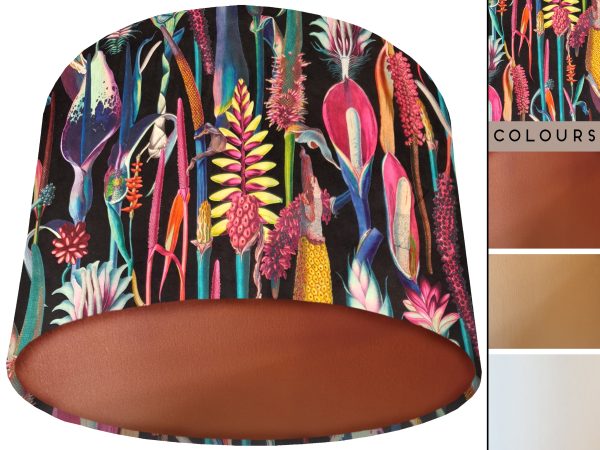 Rainbow Botanical Velvet Lampshade Copper, Modern Interior Lighting