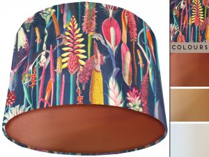 Botanical Rainbow Velvet Lampshade Copper, Vibrant Light Shade