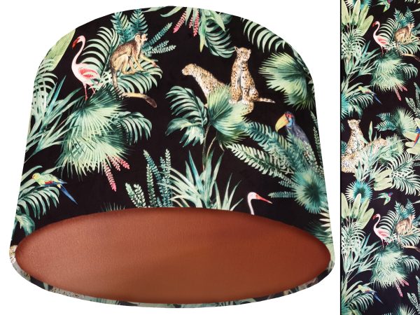 Jungle Black Velvet Lampshade Copper, Luxury Interior Lighting