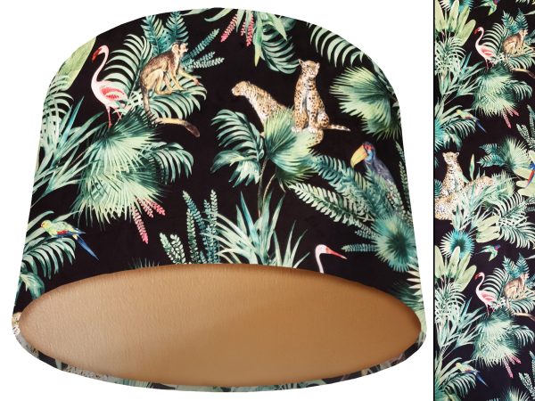 Jungle Black Velvet Lampshade Gold, Luxury Interior Lighting