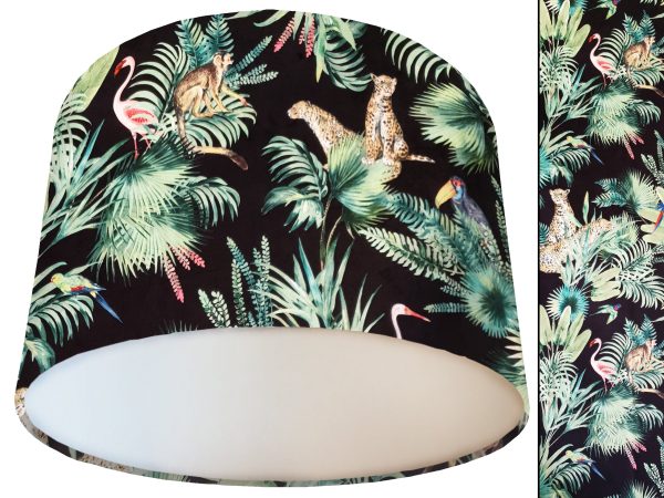Jungle Black Velvet Lampshade White, Luxury Interior Lighting