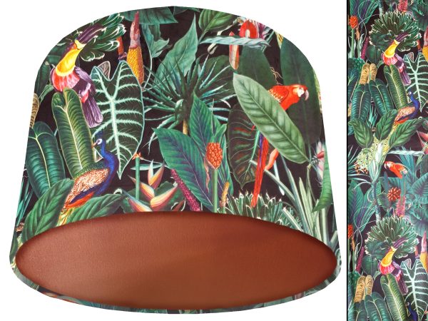 Jungle Birds Velvet Lampshade Copper, Black Velvet Light Shade