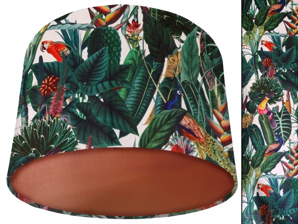 White Birds Velvet Lampshade Copper, Tropical Velvet Light Shade