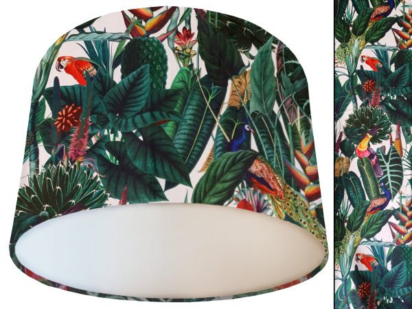 White Birds Velvet Lampshade White, Tropical Velvet Light Shade
