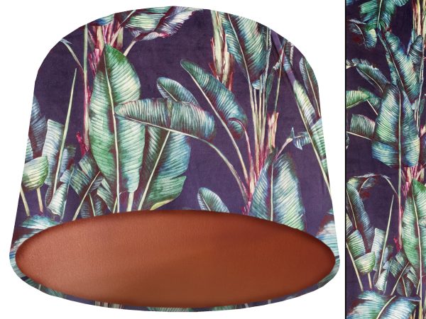 Tropical Blue Velvet Lampshade Copper, Modern Tropical Interior