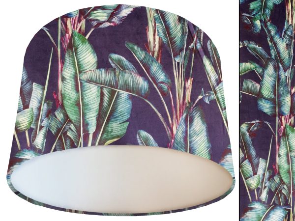 Tropical Blue Velvet Lampshade White, Modern Tropical Interior