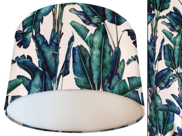 Tropical White Velvet Lampshade White, Exotic Luxury Light Shade