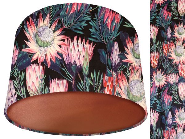 Botanical Black Velvet Lampshade Copper, Luxury Velvet Light Shade