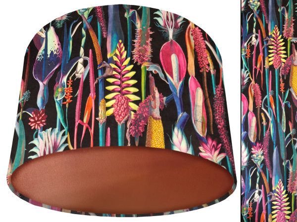 Rainbow Botanical Velvet Lampshade Copper, Modern Interior Lighting