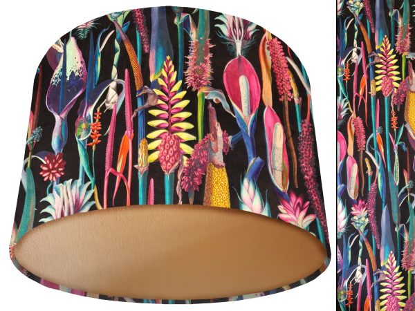 Rainbow Botanical Velvet Lampshade Gold, Modern Interior Lighting