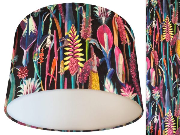 Rainbow Botanical Velvet Lampshade White, Modern Interior Lighting
