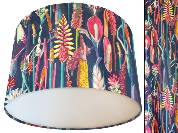 Botanical Rainbow Velvet Lampshade White, Vibrant Light Shade