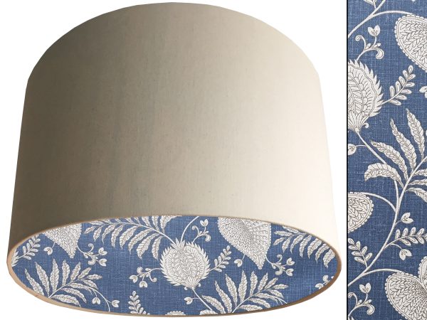 Blue Paisley Lampshade Cream, Contemporary Home Interior