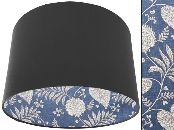 Blue Paisley Lampshade Dark Grey, Contemporary Home Interior