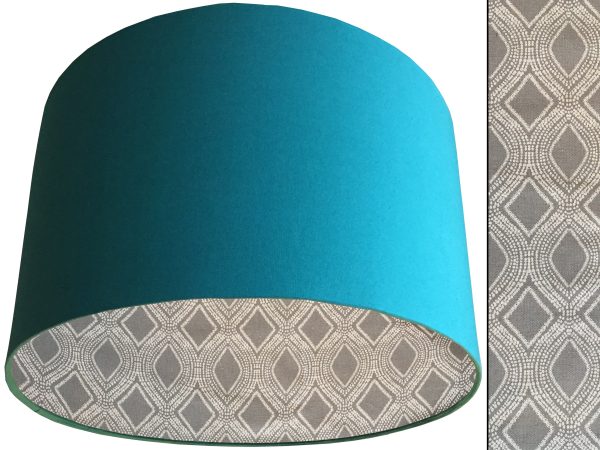 Boho Grey Lampshade Teal, Modern Bohemian Home Light