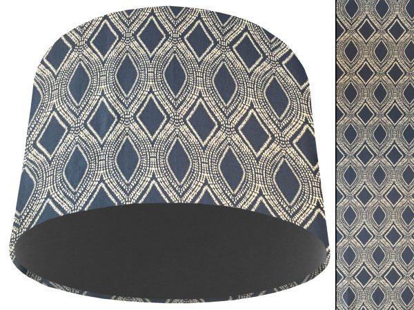 Boho Blue Light Shade Dark Grey, Modern Geometric Lampshade