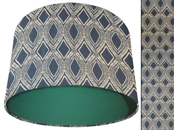 Boho Blue Light Shade Green, Modern Geometric Lampshade