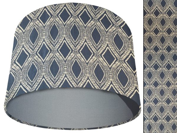 Boho Blue Light Shade Light Grey, Modern Geometric Lampshade