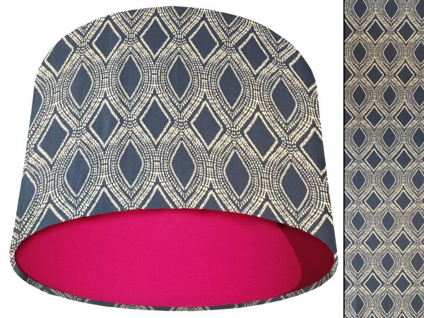 Boho Blue Light Shade Pink, Modern Geometric Lampshade