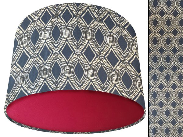 Boho Blue Light Shade Red, Modern Geometric Lampshade