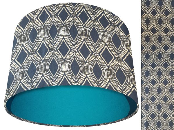 Boho Blue Light Shade Teal, Modern Geometric Lampshade