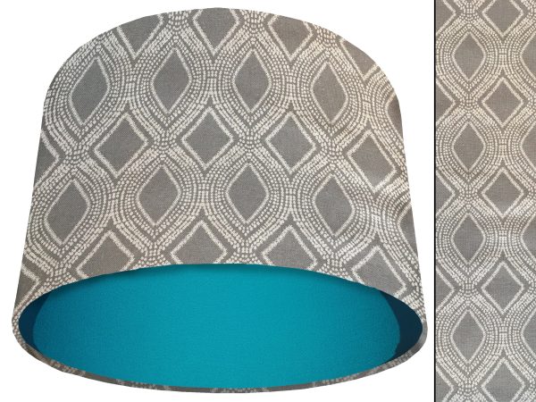Boho Grey Light Shade Teal, Modern Bohemian Lampshade