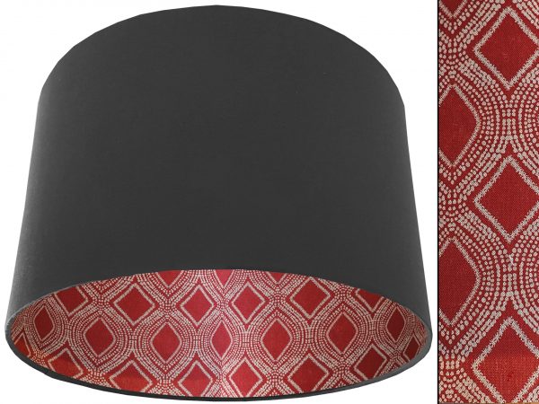 Boho Red Lampshade Dark Grey, Bohemian Home Interior Light