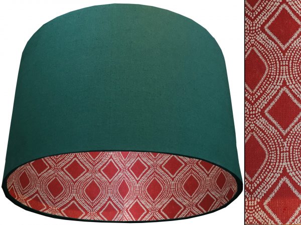 Boho Red Lampshade Green, Bohemian Home Interior Light