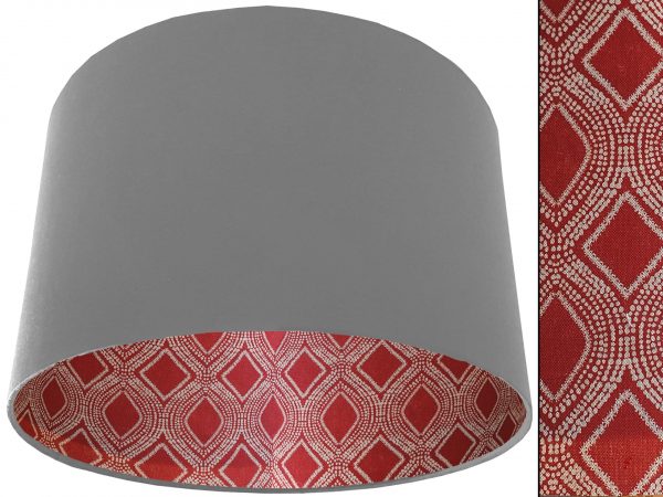 Boho Red Lampshade Light Grey, Bohemian Home Interior Light