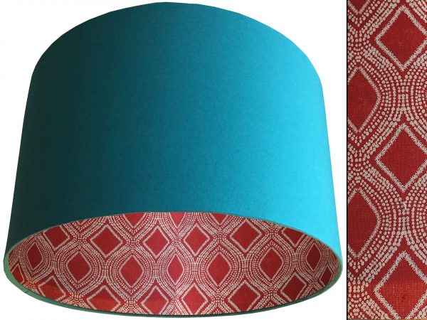Boho Red Lampshade Teal, Bohemian Home Interior Light