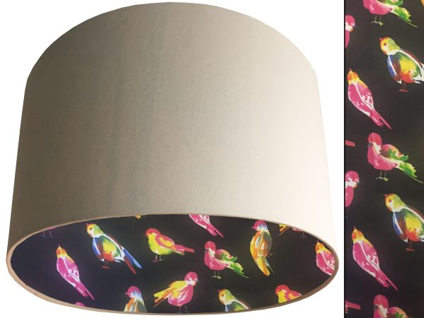 Bright Bird Lampshade Cream, Vibrant Animal Light Shade