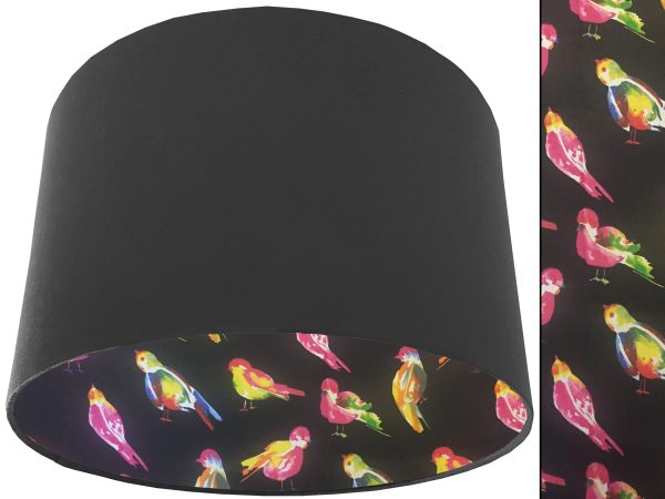 Bright Bird Lampshade Dark Grey, Vibrant Animal Light Shade