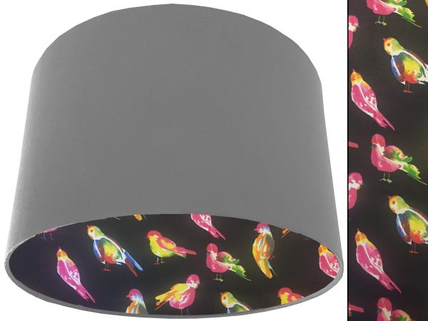 Bright Bird Lampshade Light Grey, Vibrant Animal Light Shade