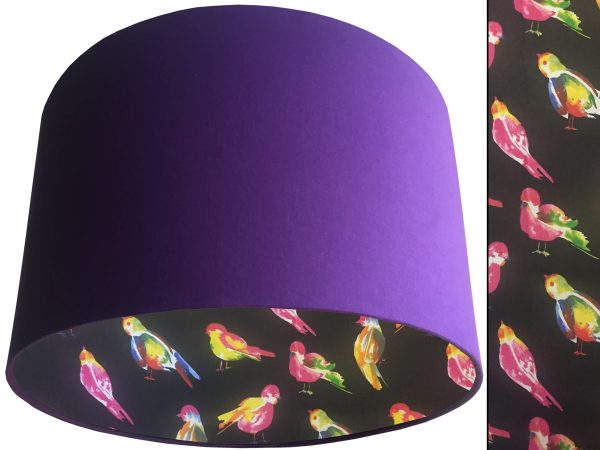 Bright Bird Lampshade Purple, Vibrant Animal Light Shade