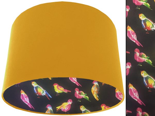 Bright Bird Lampshade Yellow, Vibrant Animal Light Shade