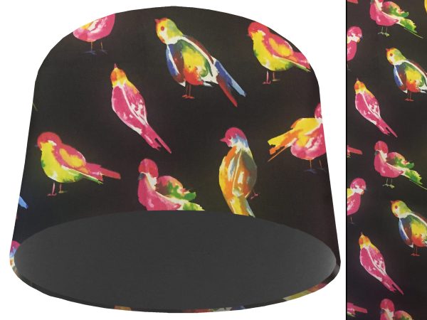 Bright Birds Light Shade Dark Grey, Colourful Animal Lampshade