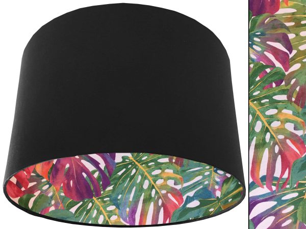 Bright Palm Leaf Lampshade Black, Vibrant Tropical Interior