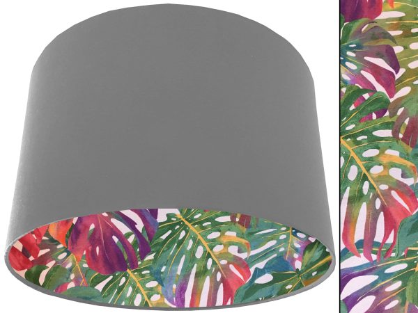 Bright Palm Leaf Lampshade Light Grey, Vibrant Tropical Interior