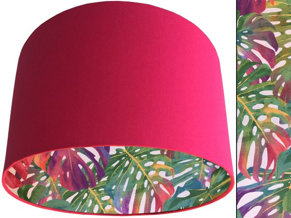 Bright Palm Leaf Lampshade Pink, Vibrant Tropical Interior