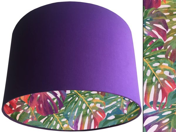 Bright Palm Leaf Lampshade Purple, Vibrant Tropical Interior