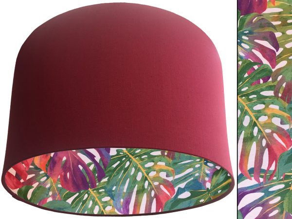 Bright Palm Leaf Lampshade Red, Vibrant Tropical Interior