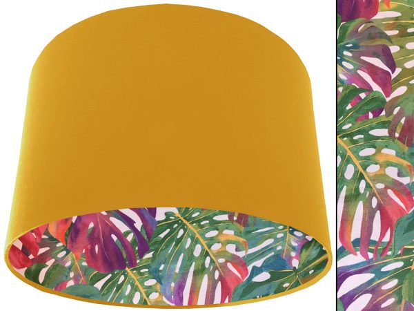 Bright Palm Leaf Lampshade Yellow, Vibrant Tropical Interior