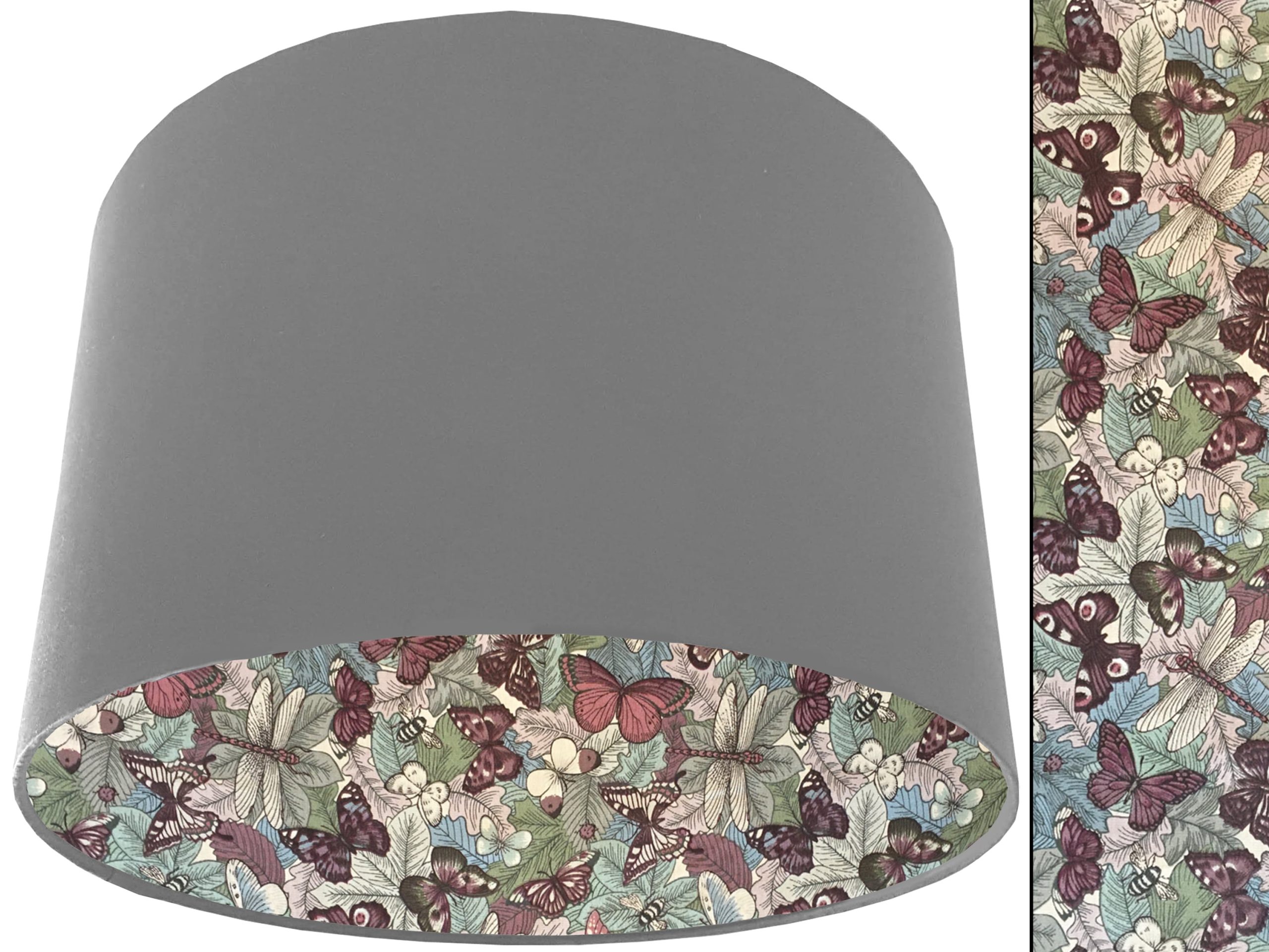 Butterfly Lampshade Light Grey, Country Home Interior Lighting