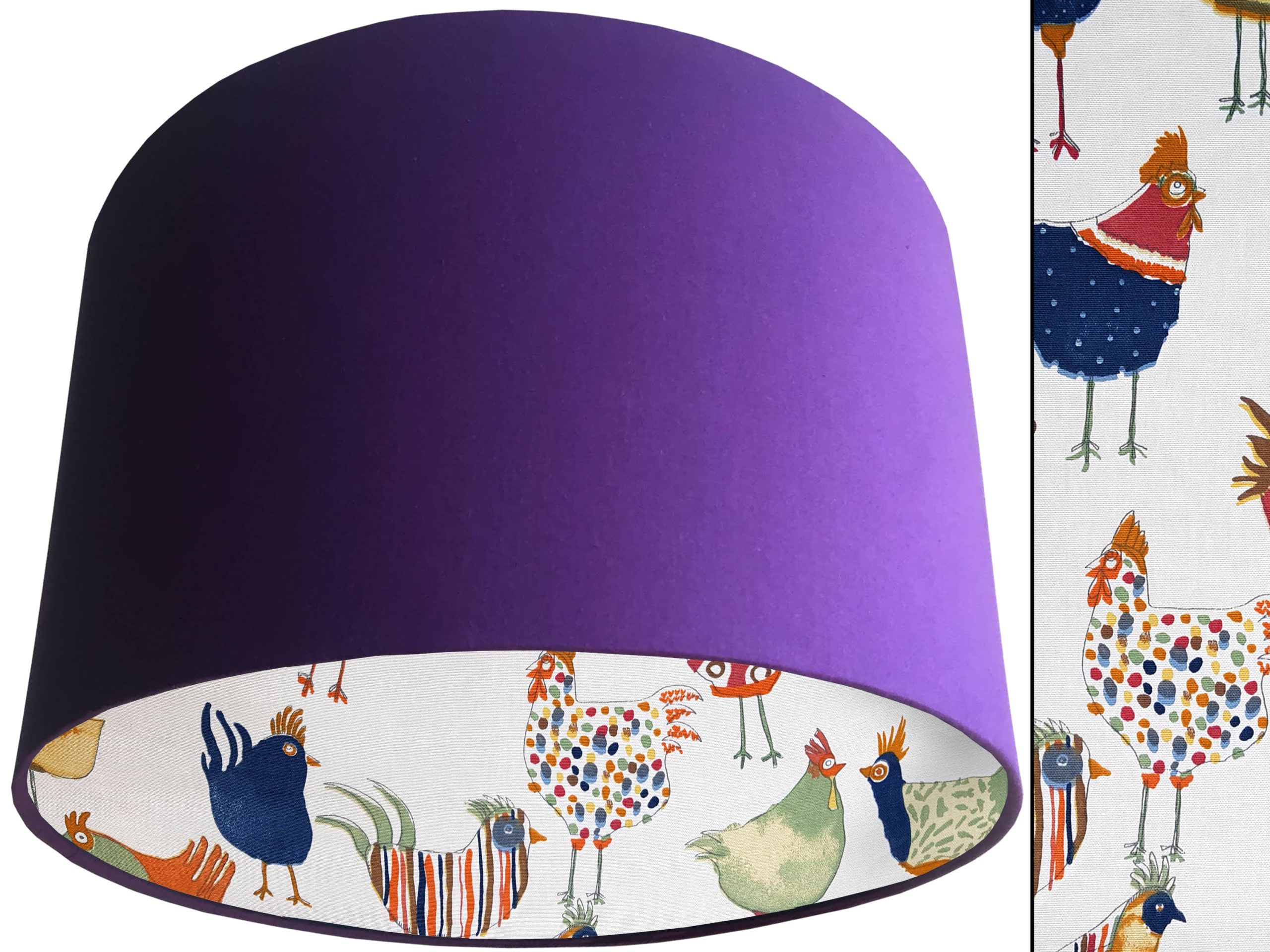 Funky Birds Lampshade Purple, Colourful Animal Print Light