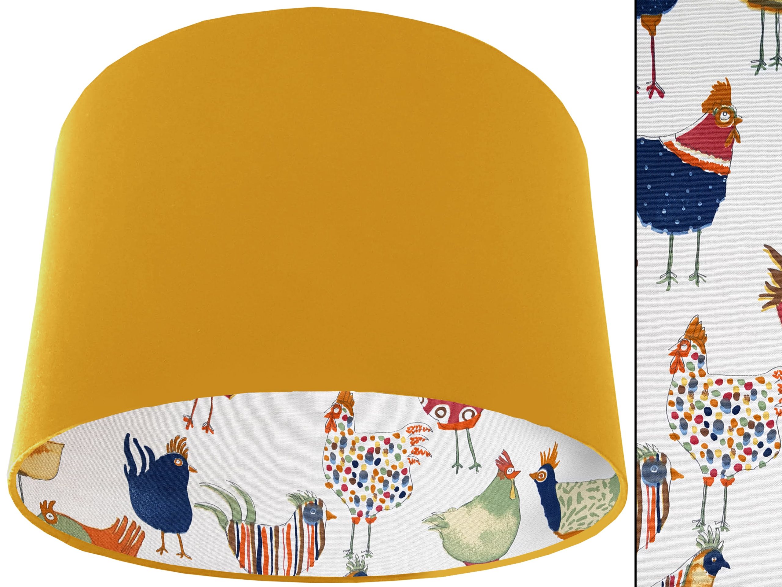 Funky Birds Lampshade Yellow, Colourful Animal Print Light
