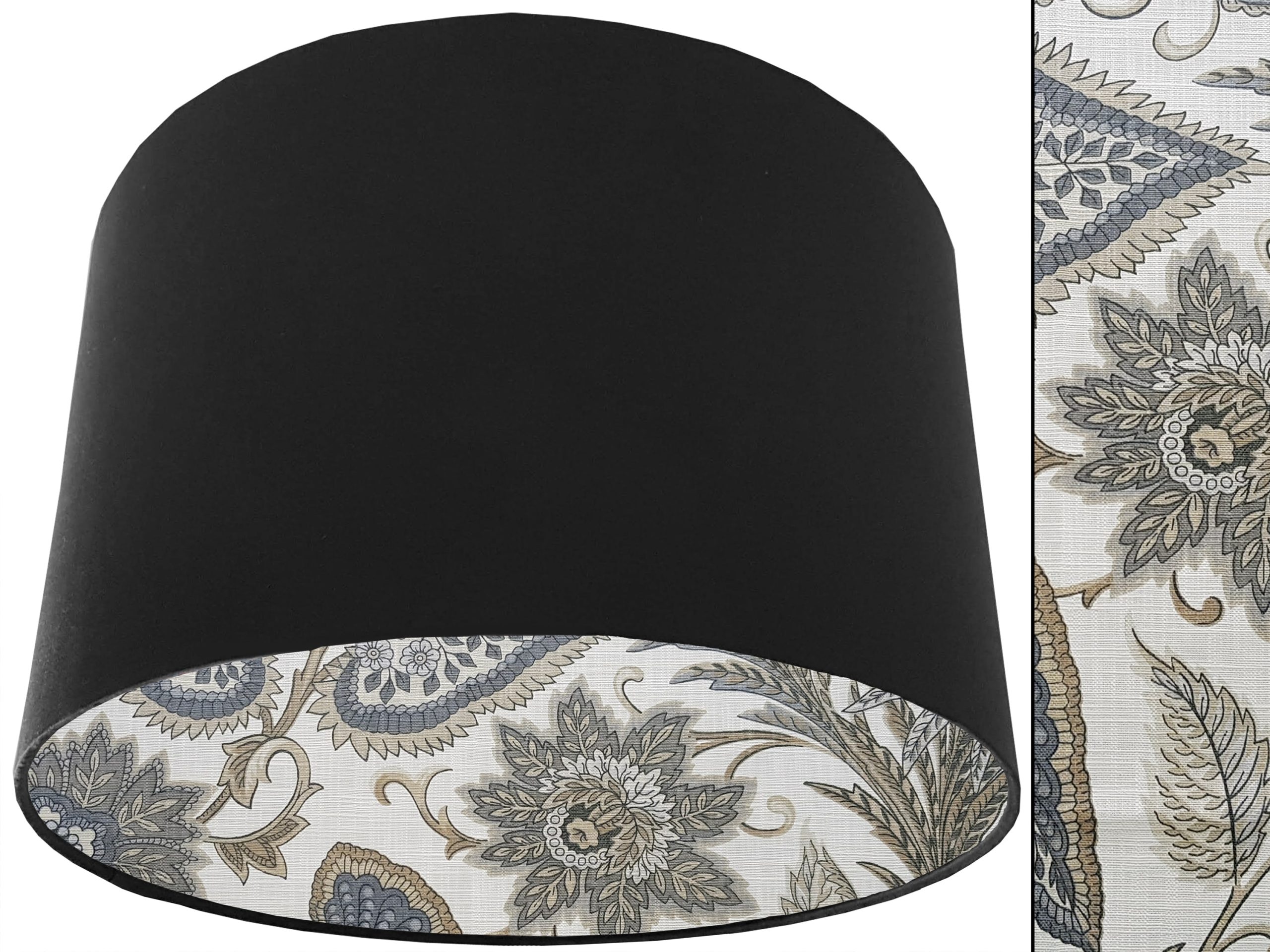 Cream Paisley Lampshade Black, Modern Interior Lighting