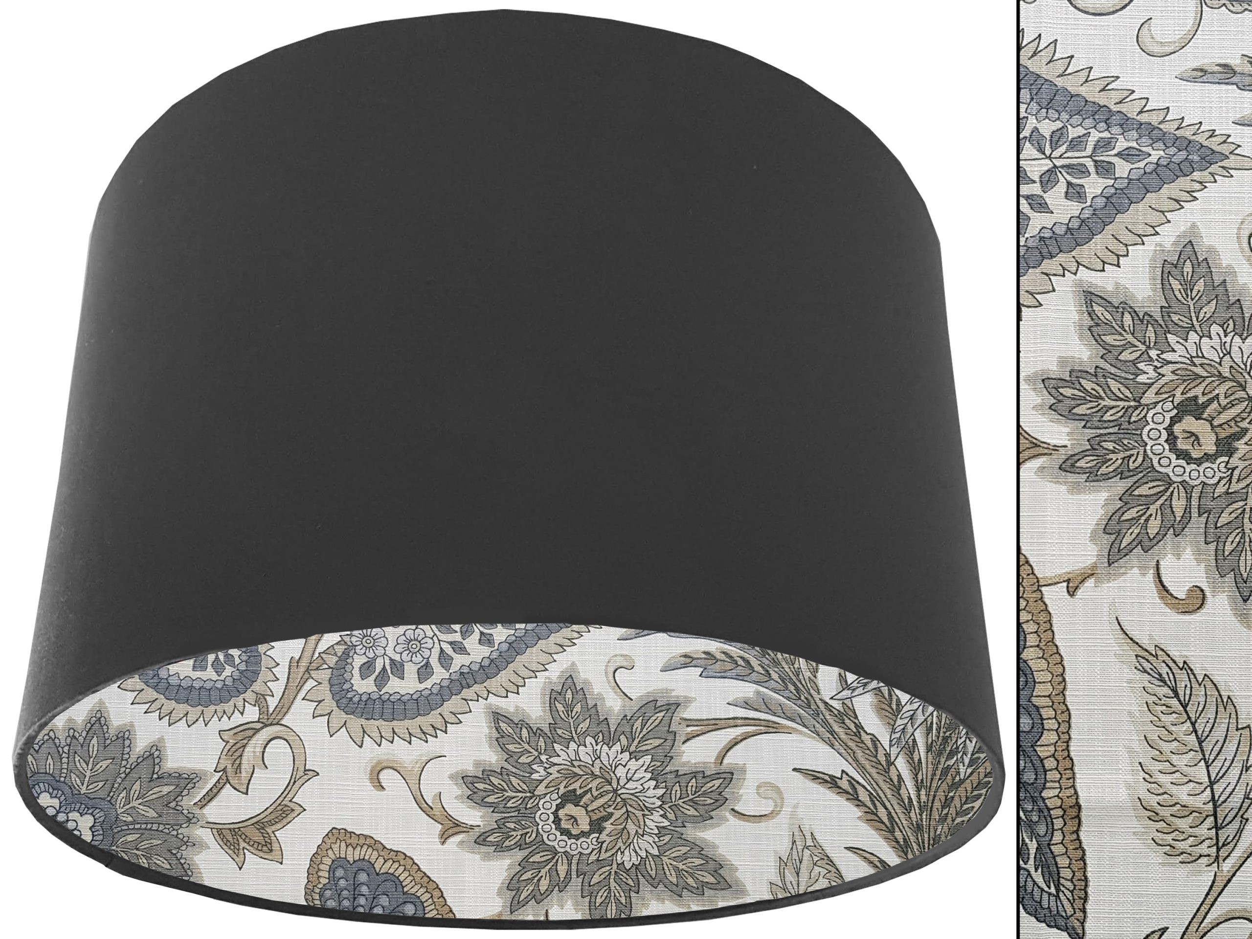 Cream Paisley Lampshade Dark Grey, Modern Interior Lighting